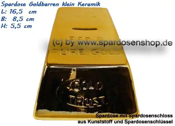 Spardose Goldbarren klein Keramik mit Spardosenschloss D Spardose Goldbarren klein Keramik mit Spardosenschloss D
