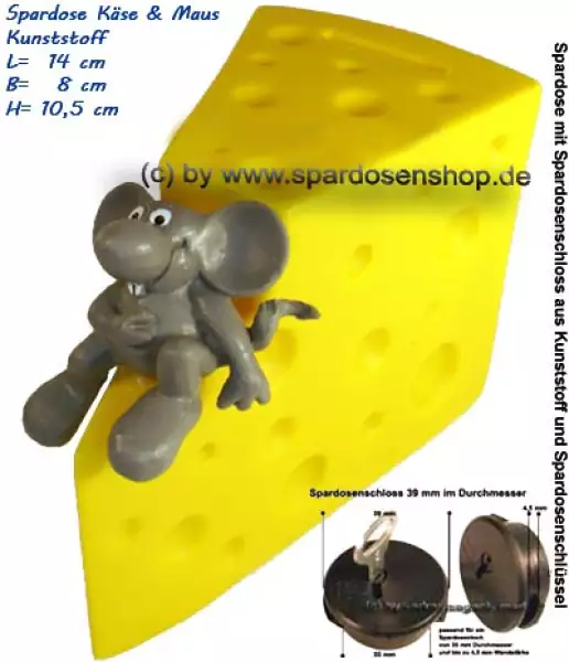 Spardose Käse & Maus aus Kunststoff A