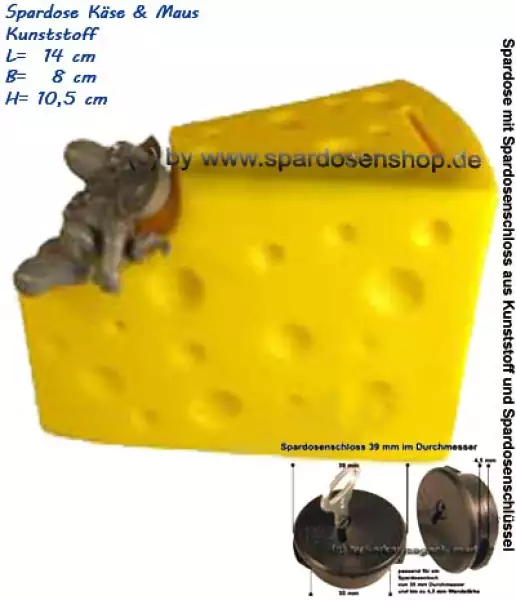Spardose Käse & Maus aus Kunststoff D