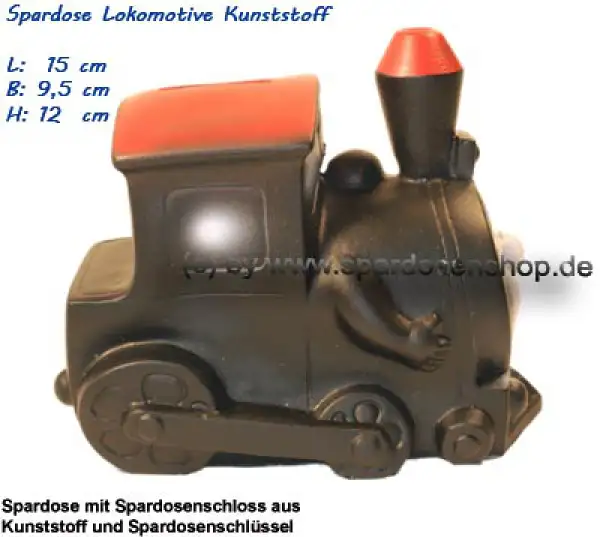 Spardose Lokomotive aus Kunststoff C Spardose Lokomotive aus Kunststoff C