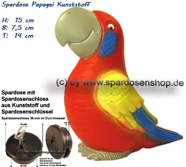 Spardose Papagei aus Kunststoff A