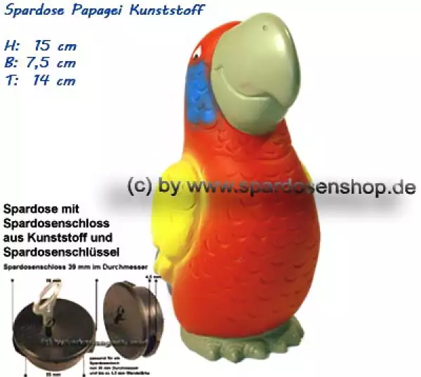 Spardose Papagei aus Kunststoff B
