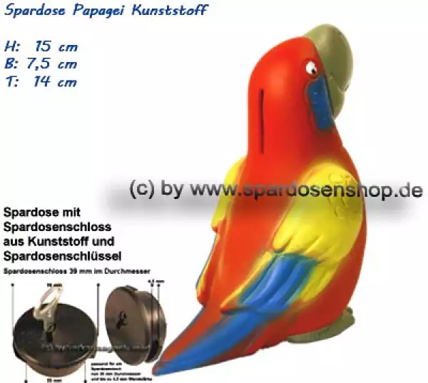 Spardose Papagei aus Kunststoff C