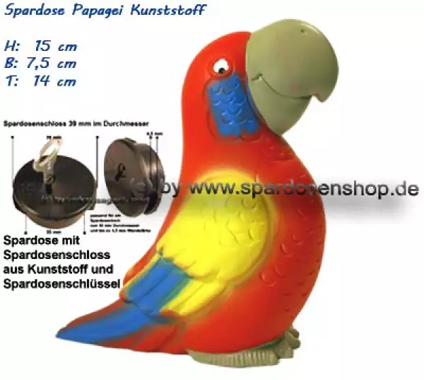 Spardose Papagei aus Kunststoff D
