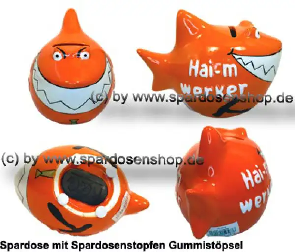 Spardose Spartier 3D Design Hai-mwerker Keramik Gesamt neu