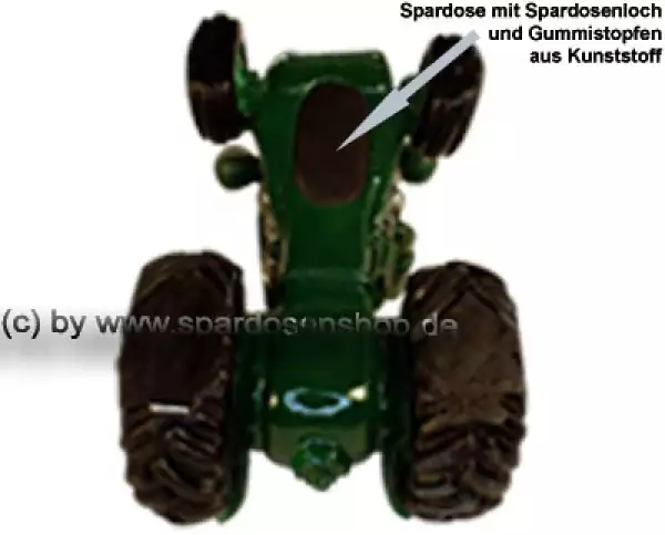 Trecker Traktor Peace Spardose grün Kunststein F