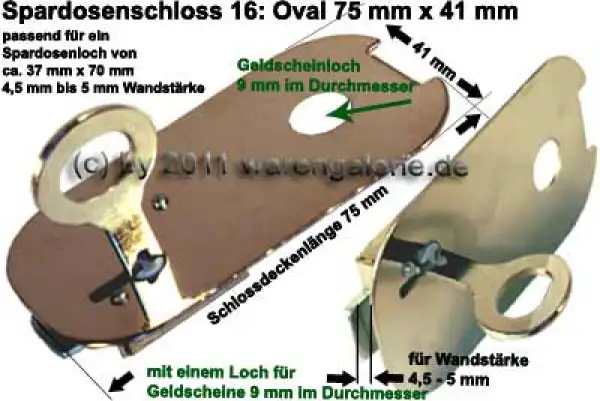 Spardosenschloss 16: Oval 75mm