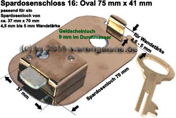 Spardosenschloss 16: Oval 75mm