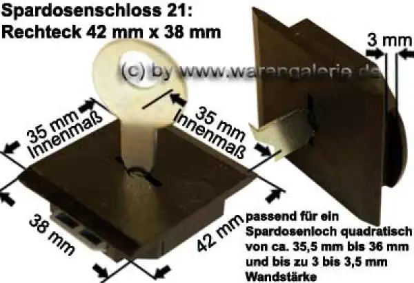 Spardosenschloss 21: Rechteck Spardosenschloss 21: Rechteck