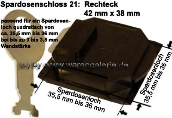 Spardosenschloss 21: Rechteck Spardosenschloss 21: Rechteck