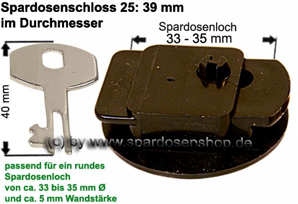Spardosenschloss 25 Unterseite 39 mm ABS