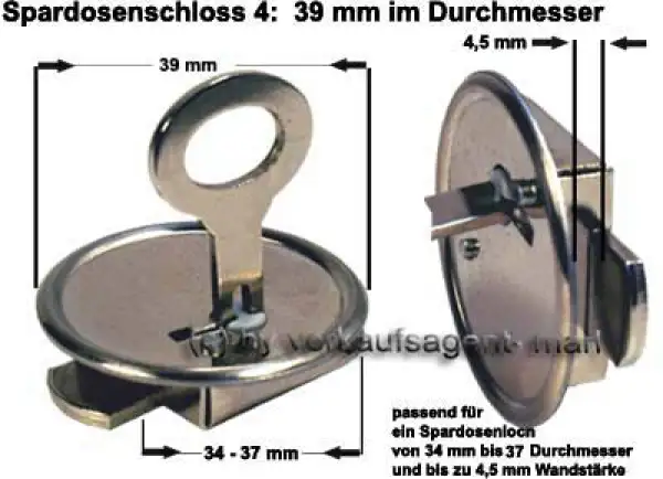 Spardosenschloss 4: 39mm Spardosenschloss 4: 39mm