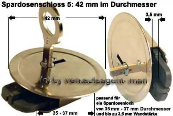 Spardosenschloss 5: 42mm Spardosenschloss 5: 42mm
