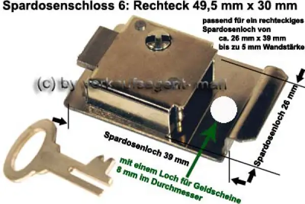 Spardosenschloss 6: Rechteck