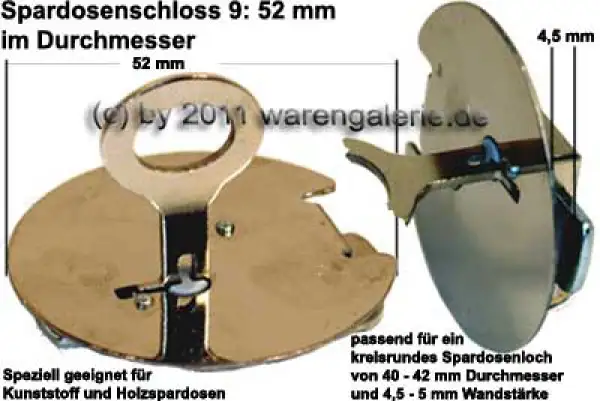 Spardosenschloss 9: 52mm