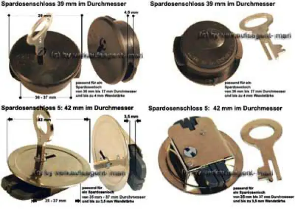 Spardosenschloss im Set 3: 39+42mm Spardosenschloss im Set 3: 39+42mm