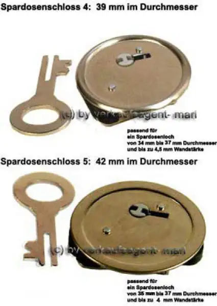 Spardosenschloss im Set 5: 39+42mm Spardosenschloss im Set 5: 39+42mm