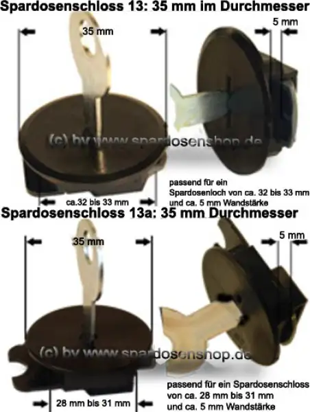 Spardosenschloss im Set 7: 35mm Spardosenschloss im Set 7: 35mm