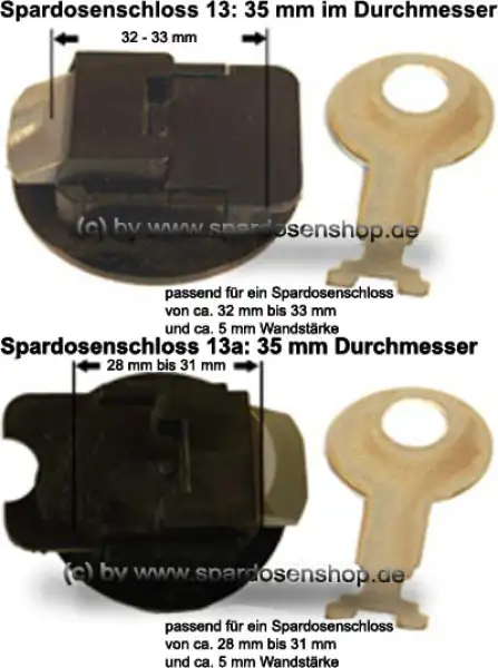 Spardosenschloss im Set 7: 35mm Spardosenschloss im Set 7: 35mm
