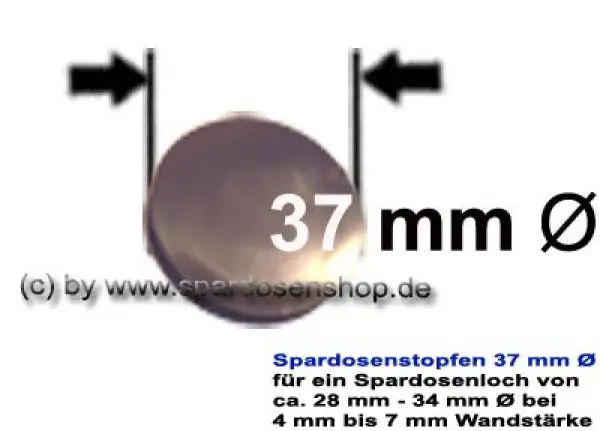 Spardosenstopfen 37 mm Ø Spardosenstopfen 37 mm Ø
