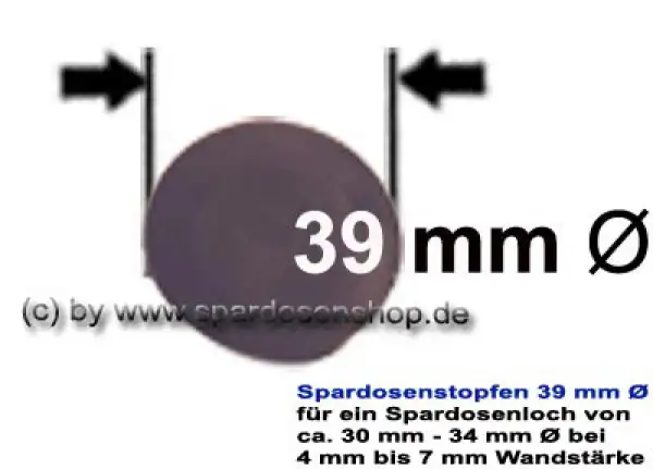 Spardosenstopfen 39 mm Ø Spardosenstopfen 39 mm Ø