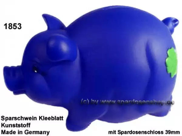 Sparschwein mit Kleeblatt Variante blau A
