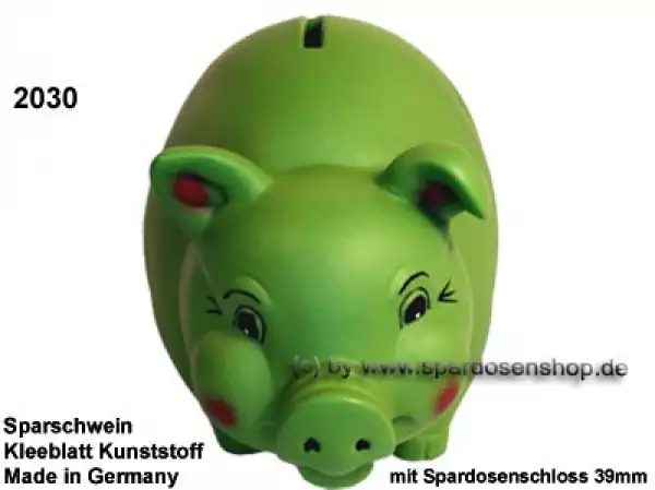Sparschwein mit Kleeblatt Variante grün C