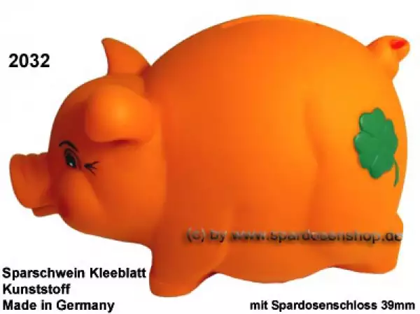 Sparschwein mit Kleeblatt Variante orange A