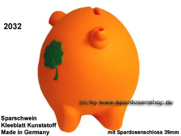 Sparschwein mit Kleeblatt Variante orange D