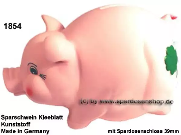 Sparschwein mit Kleeblatt Variante rosa A