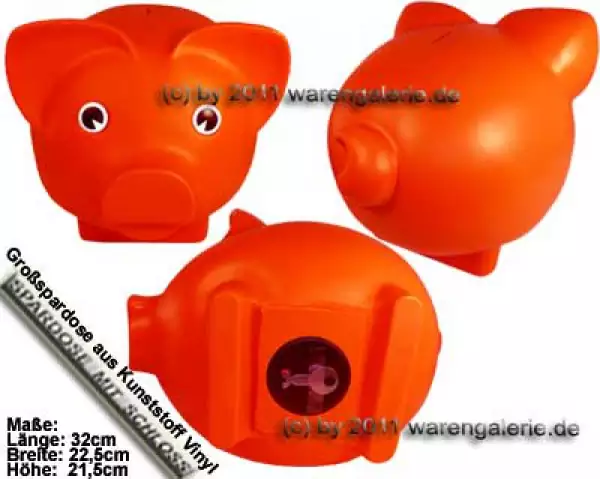 Sparschwein Groß Orange Vinyl Monstersparschwein Gesamt