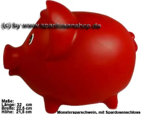 Sparschwein Groß Rot Vinyl Monstersparschwein A