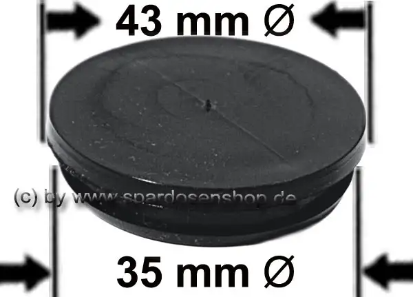 Spardosenstopfen hard schwarz Oberseite