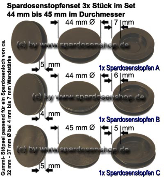 Spardosenstopfen 44mm Rund im Set B