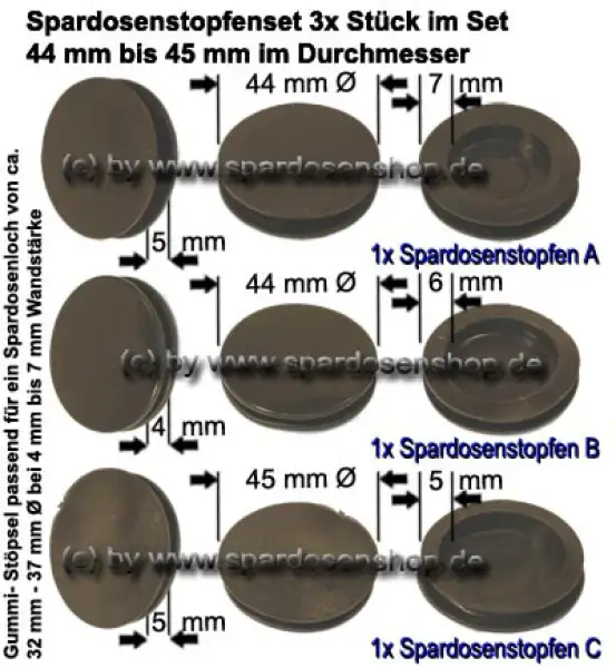 Spardosenstopfen 44mm Rund im Set B Spardosenstopfen 44mm Rund im Set B