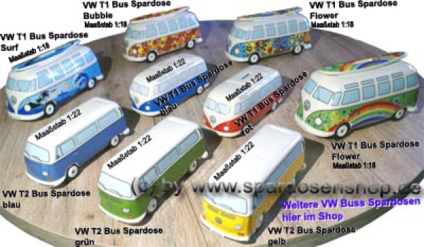 VW Bus Form blau als Spardose – Strandliebe