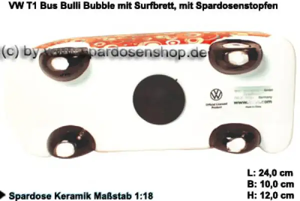 Spardose Auto VW T1 Samba Bus Bulli Bubble mit Surfbrett E Spardose Auto VW T1 Samba Bus Bulli Bubble mit Surfbrett E