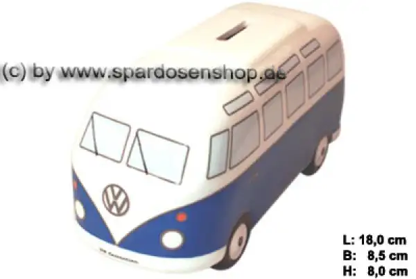 Spardose Auto VW T1 Bus Bulli blau B Spardose Auto VW T1 Bus Bulli blau B
