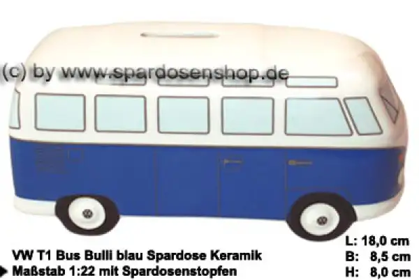 Spardose Auto VW T1 Bus Bulli blau C Spardose Auto VW T1 Bus Bulli blau C