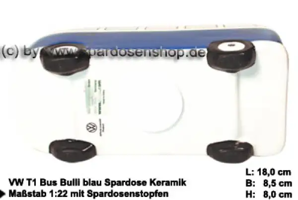 Spardose Auto VW T1 Bus Bulli blau E Spardose Auto VW T1 Bus Bulli blau E