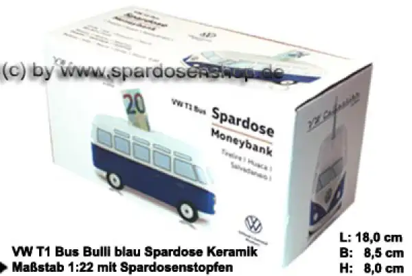 Spardose Auto VW T1 Bus Bulli blau VE Spardose Auto VW T1 Bus Bulli blau VE