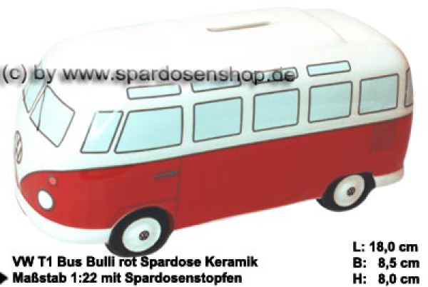 Sparschweine & Spardosen sowie Zubehör - Auto VW T1 Bus Bulli rot
