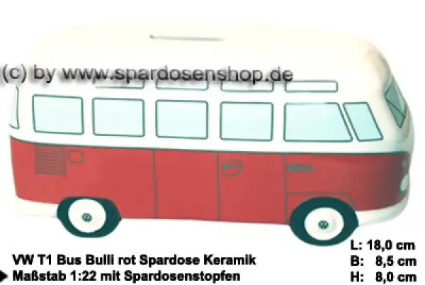 Spardose Auto VW T1 Bus Bulli rot C