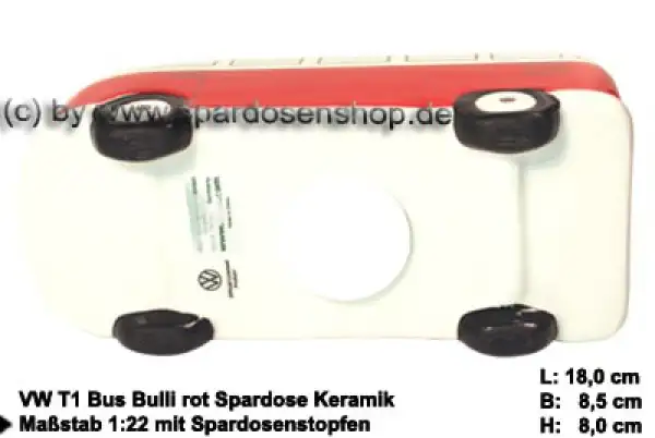 Spardose Auto VW T1 Bus Bulli rot E