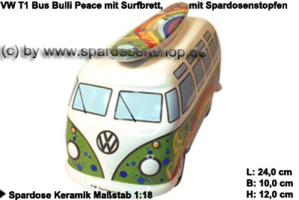 VW Bus T1 - Surfbulli Spardose, Hippie Dunkelblau