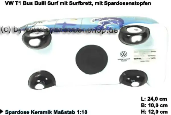 Spardose Auto VW T1 Samba Bus Bulli Surf mit Surfbrett E Spardose Auto VW T1 Samba Bus Bulli Surf mit Surfbrett E