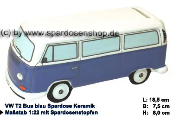 Spardose Auto VW T2 Bus blau Bulli A Spardose Auto VW T2 Bus blau Bulli A