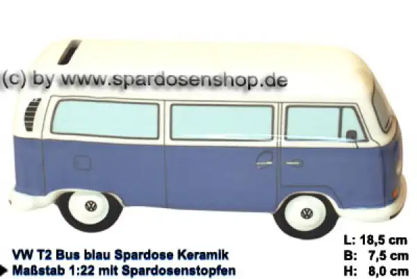 Spardose Auto VW T2 Bus blau Bulli C Spardose Auto VW T2 Bus blau Bulli C