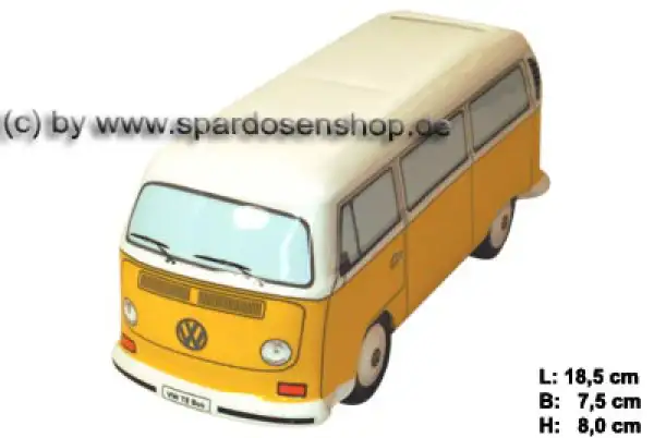 Spardose Auto VW T2 Bus gelb Bulli B Spardose Auto VW T2 Bus gelb Bulli B