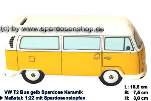 Spardose Auto VW T2 Bus gelb Bulli C Spardose Auto VW T2 Bus gelb Bulli C